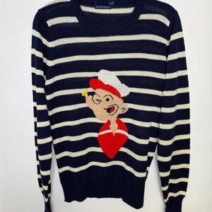 Rare Vintage 1970s Popeye Knit Acrylic Sweater Courage Eagle Shirtmakers